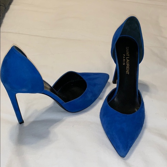 Yves Saint Laurent Shoes - YSL blue suede pumps